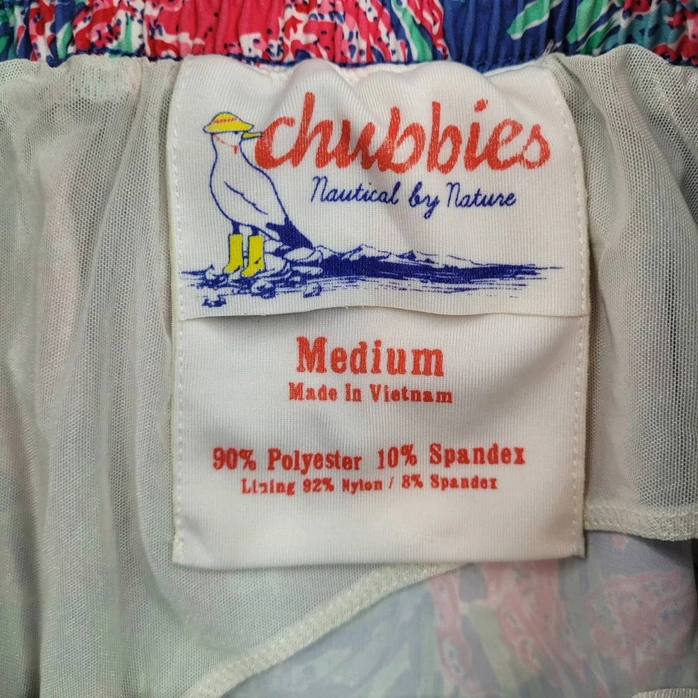 Chubbies Swim Trunks Mens Medium Blue Red Crab Print Nautical 5.5